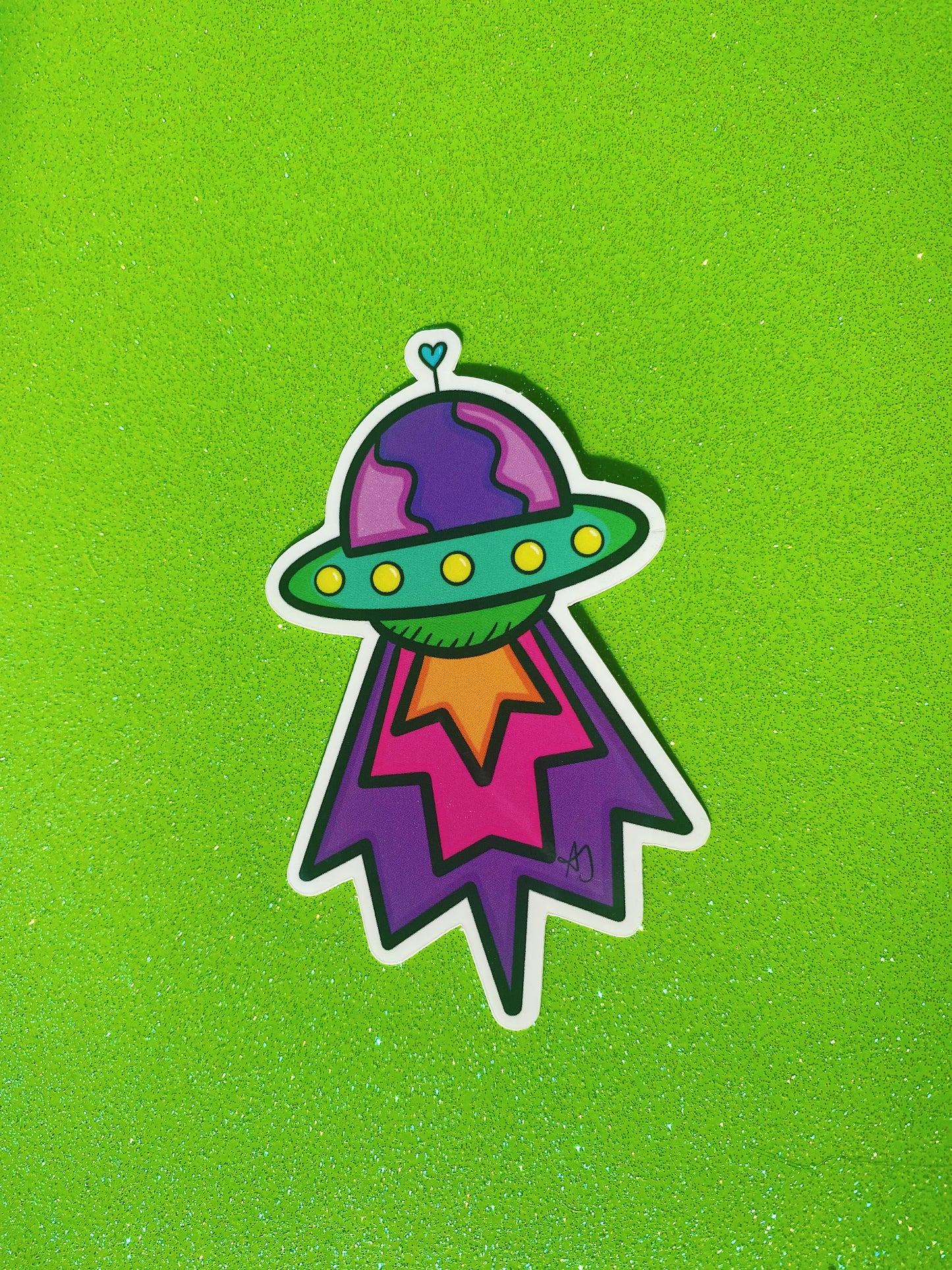 Zapping Saucer Glossy Sticker