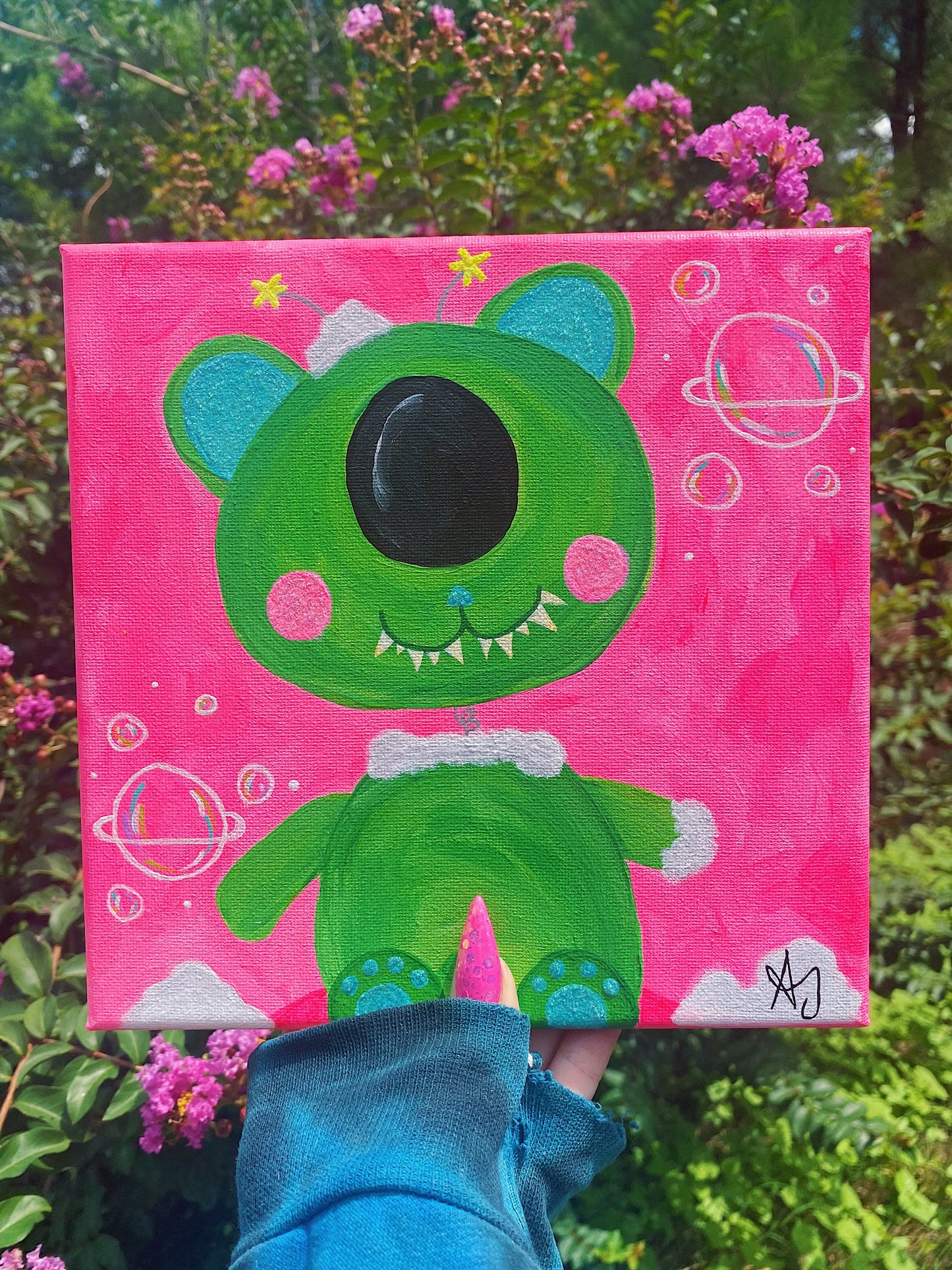 Alien Bear Acrylic Painting