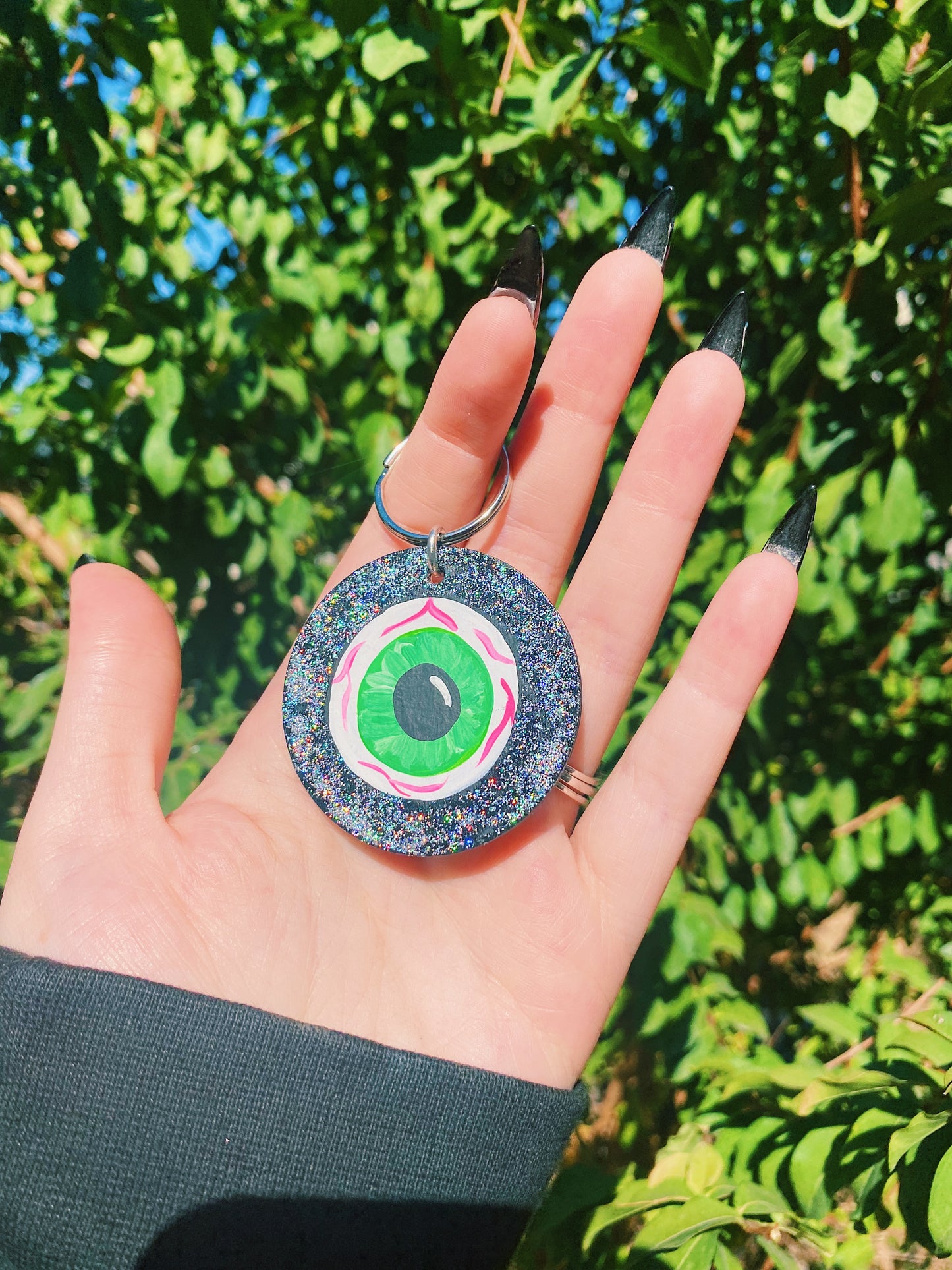 Black Holographic Eyeball Keychain