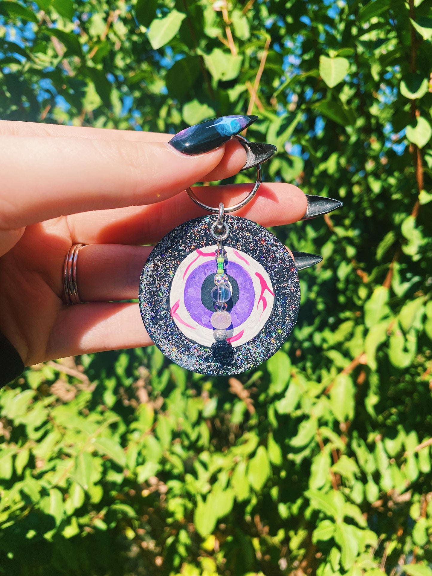 Black Holographic Eyeball Keychain