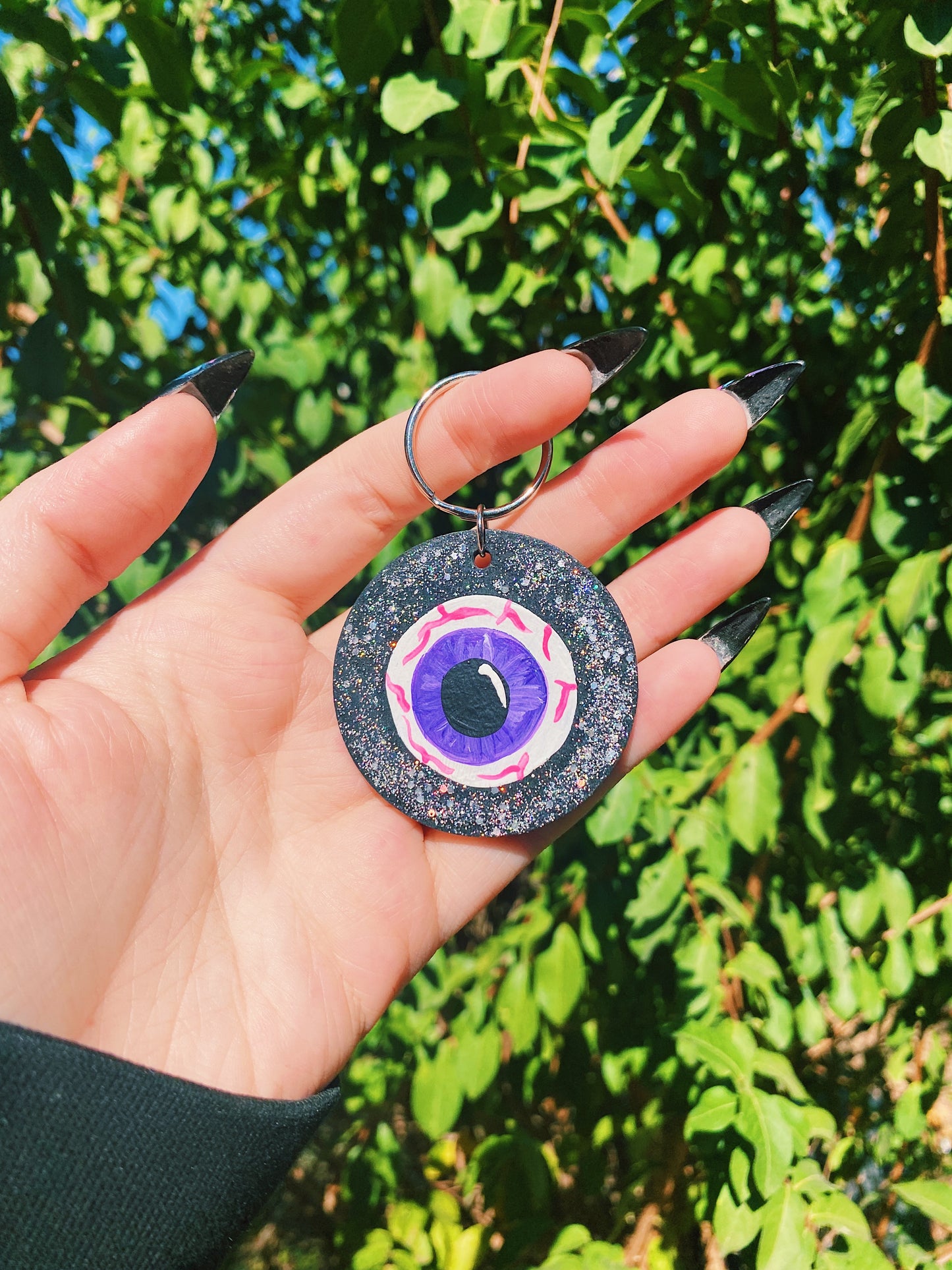 Black Holographic Eyeball Keychain