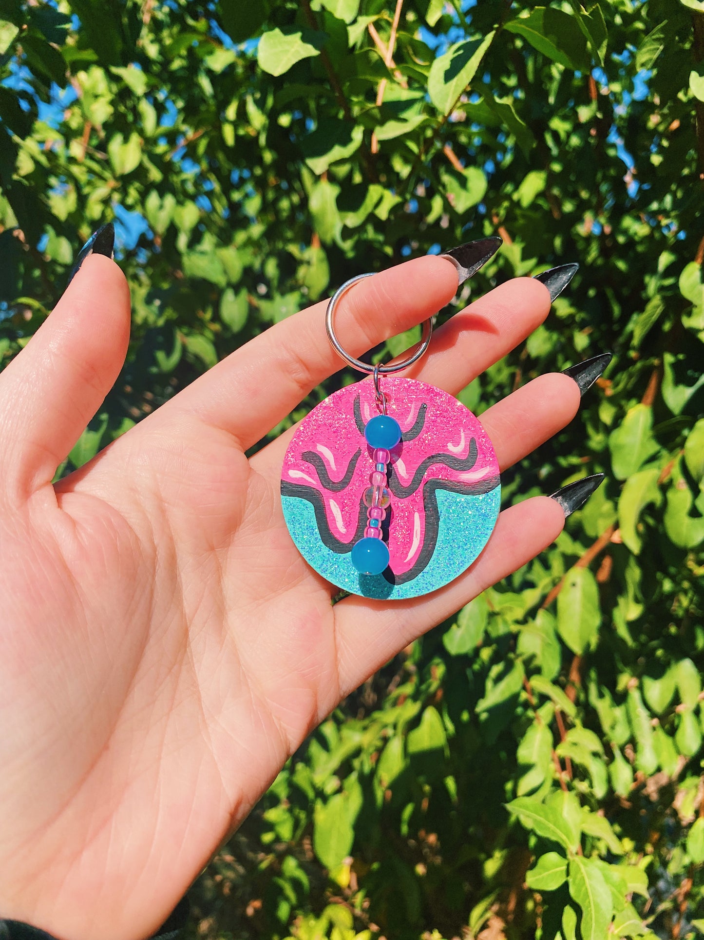 Teal with Pink Slime Keychain