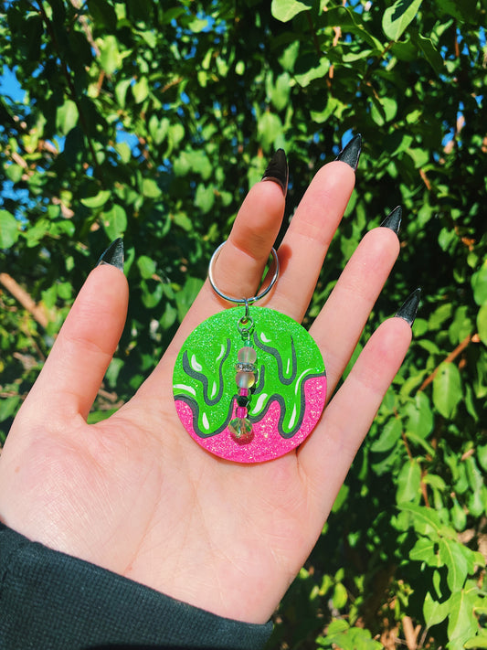 Green with Pink Slime Keychain