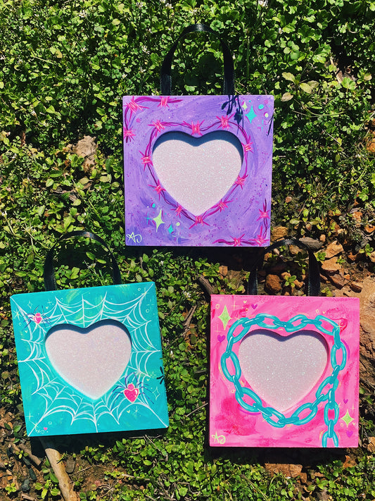 Pastel Painted Heart-Shaped Picture Frames