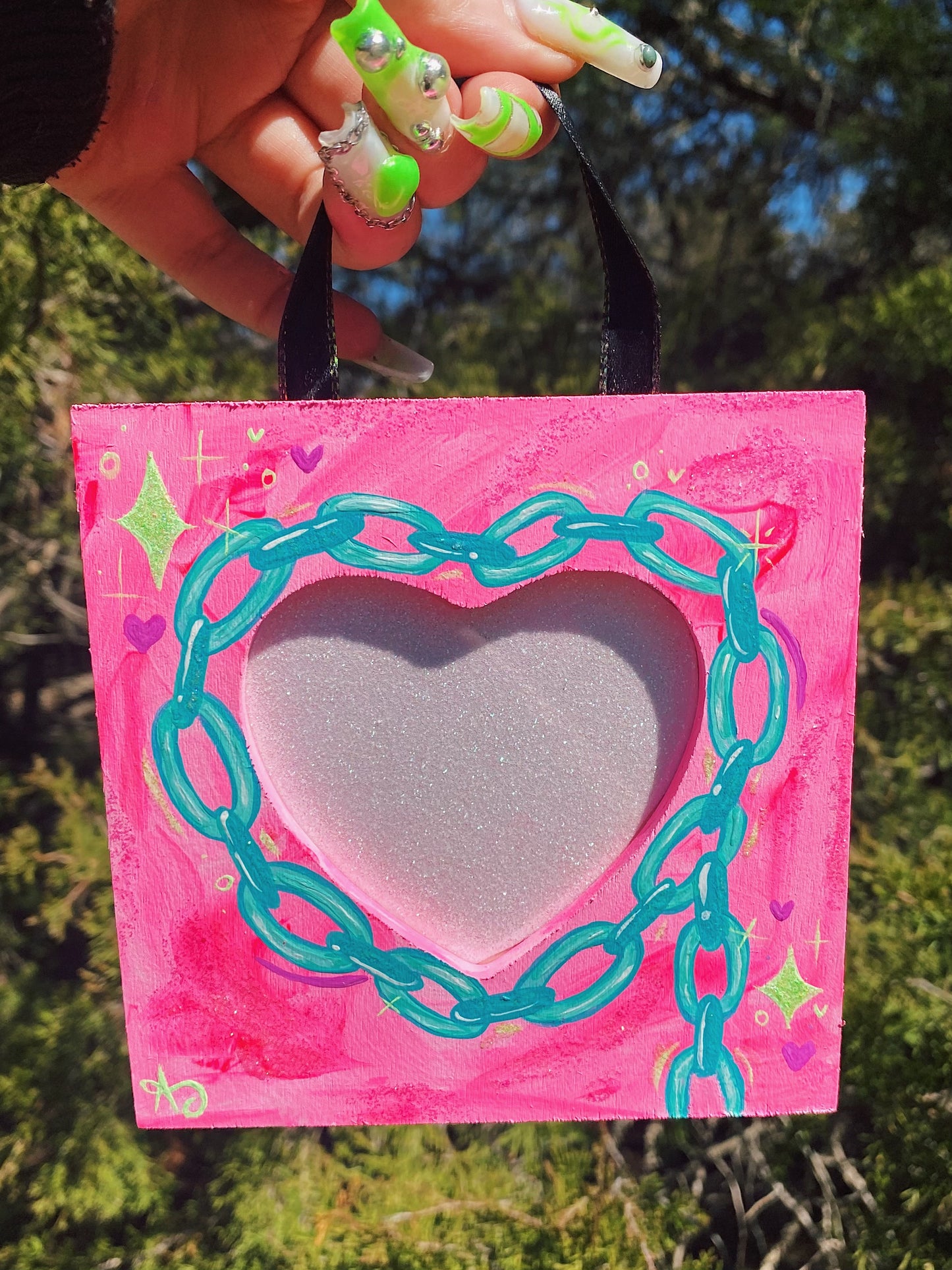 Pastel Painted Heart-Shaped Picture Frames