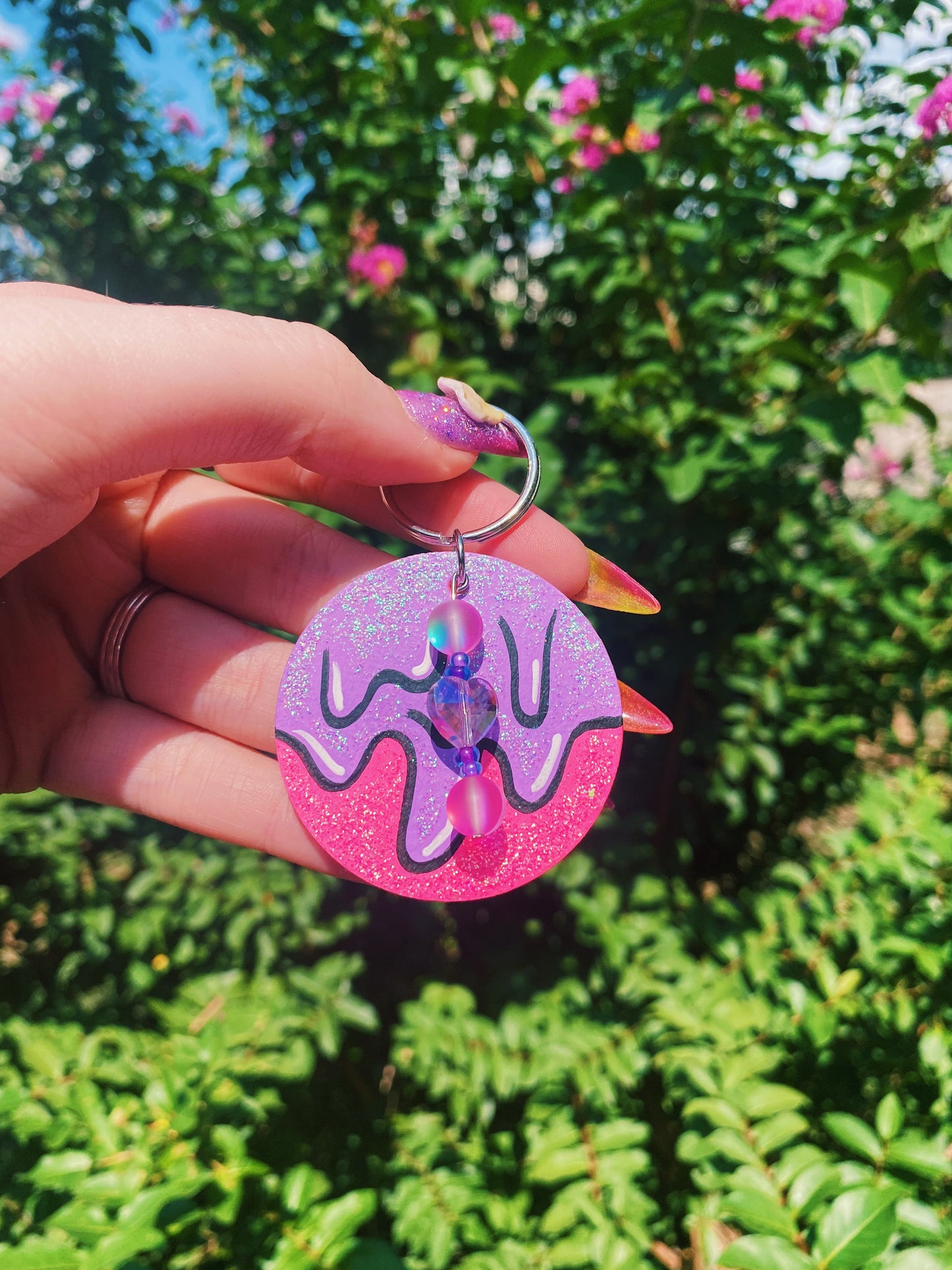 Pink with Purple Slime Keychain