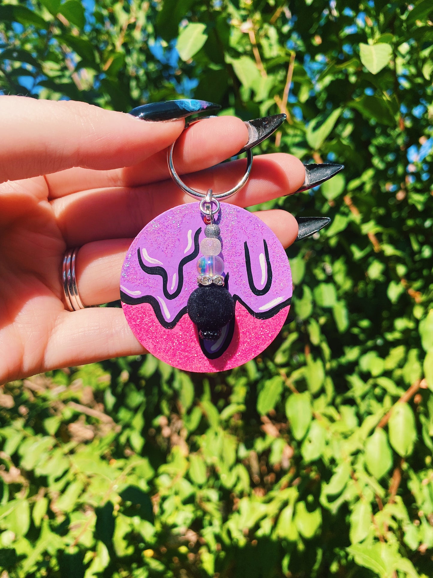 Pink with Purple Slime Keychain