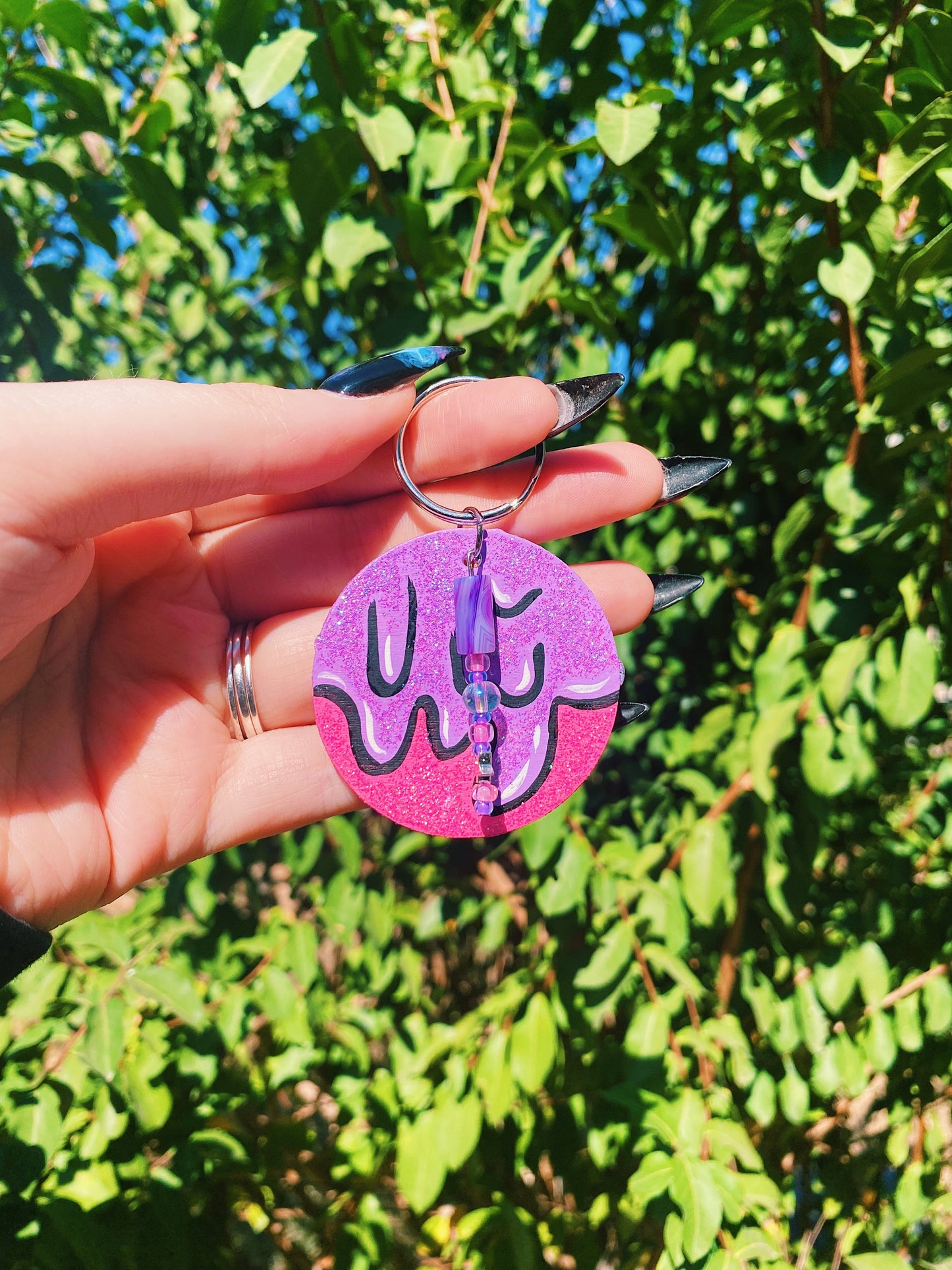 Pink with Purple Slime Keychain