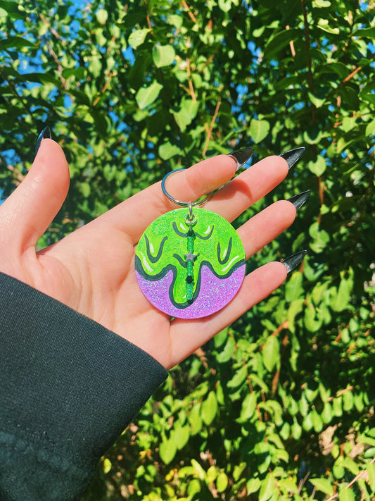 Purple with Green Slime Keychain