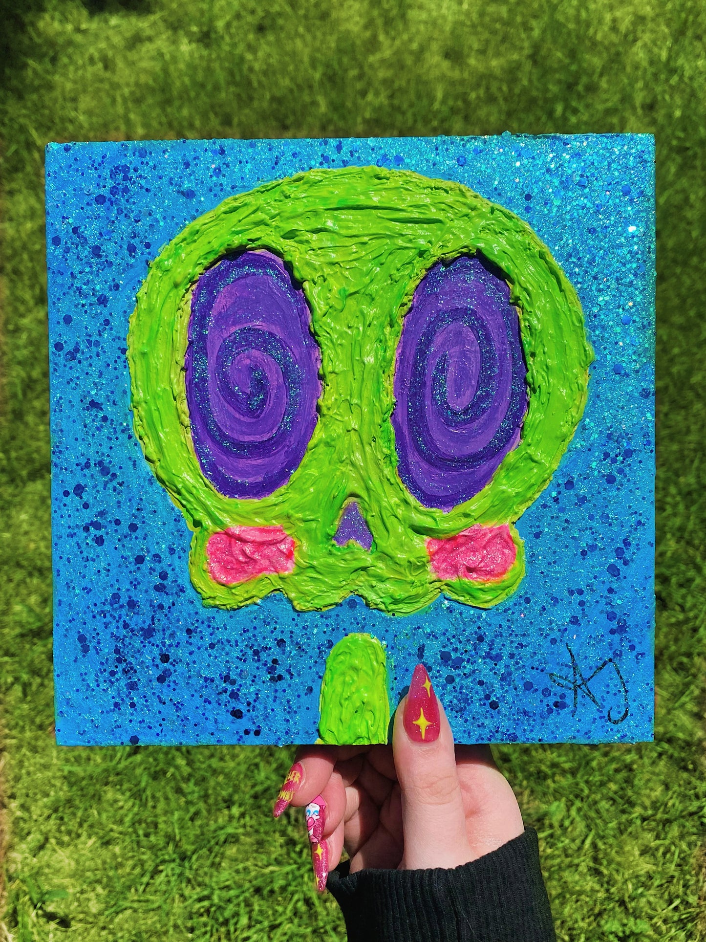 Slimey Skelly 3D Acrylic Painting