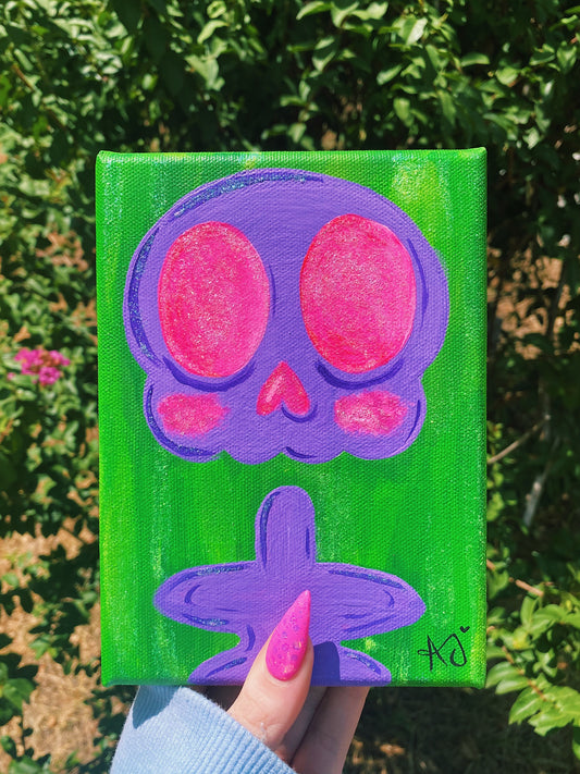 Purple Skelly Acrylic Painting